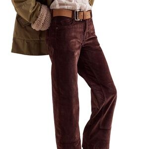 We The Free People Risk Taker Straight Brown Corduroy Pants Sz 32/14 NWT